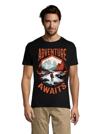 Tricou pentru bărbati Adventure Awaits negru 2XL