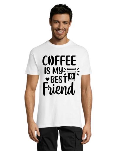 Coffee is my best friend tricou bărbați alb 2XS