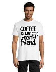 Coffee is my best friend tricou bărbați alb 3XS