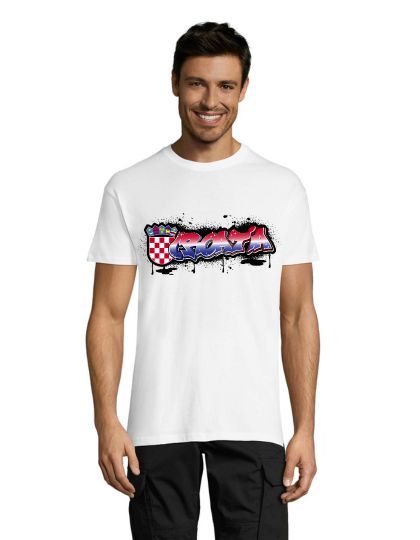 Tricou bărbati graffiti Croatia alb 2XS