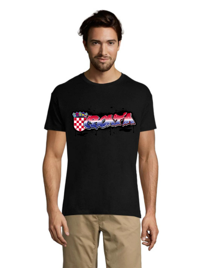 Tricou bărbati graffiti Croatia negru 2XS