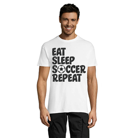 Eat Sleep Soccer Repeat tricou bărbați alb 2XL