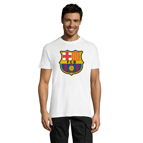 Tricou FC Barcelona pentru bărbați alb 2XL