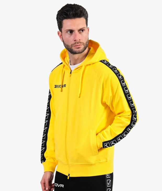 FELPA FULL ZIP CON CAPPUCCIO TERRY BAND galben L