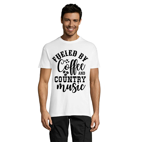 Tricou bărbați Fueled By Coffee And Country Music alb 2XL