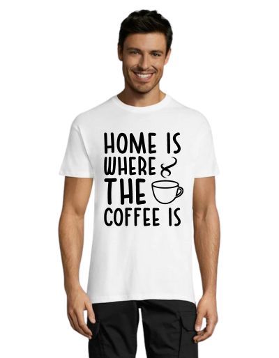 Acasă este locul în care cafeaua este tricou bărbați alb 3XS