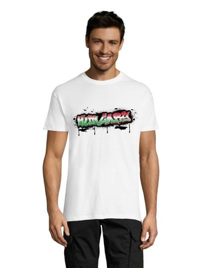 Tricou bărbati graffiti Ungaria alb 2XS