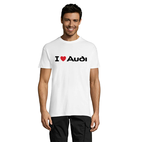 Tricou bărbați I Love Audi alb 2XL