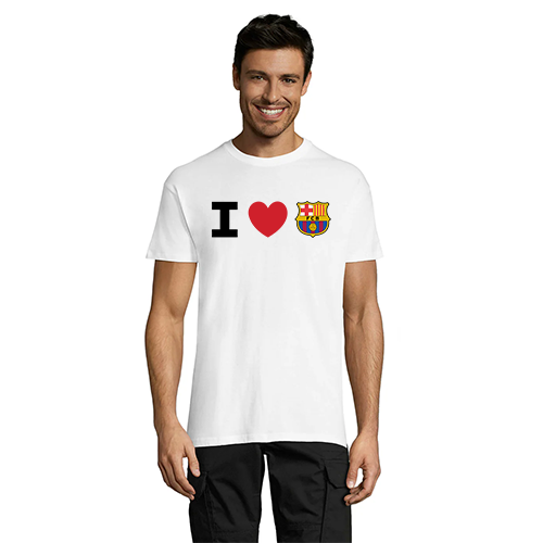 Tricou alb pentru bărbați I Love FC Barcelona M