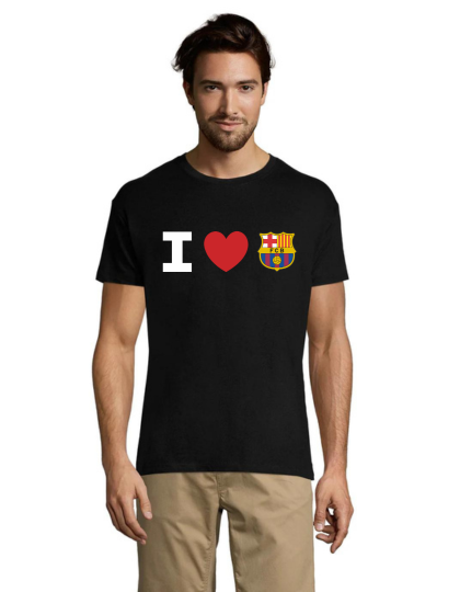 Tricou negru pentru bărbati I Love FC Barcelona M