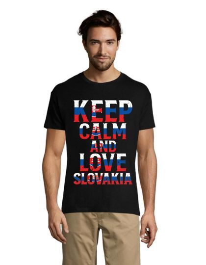 Tricou bărbati Keep calm and love Slovenia alb 2XS