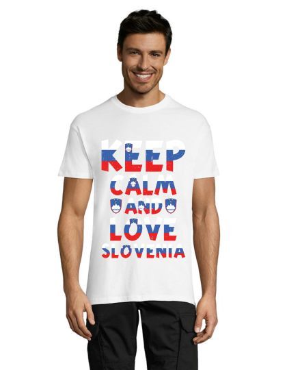 Tricou bărbați Keep calm and love Slovenia alb L