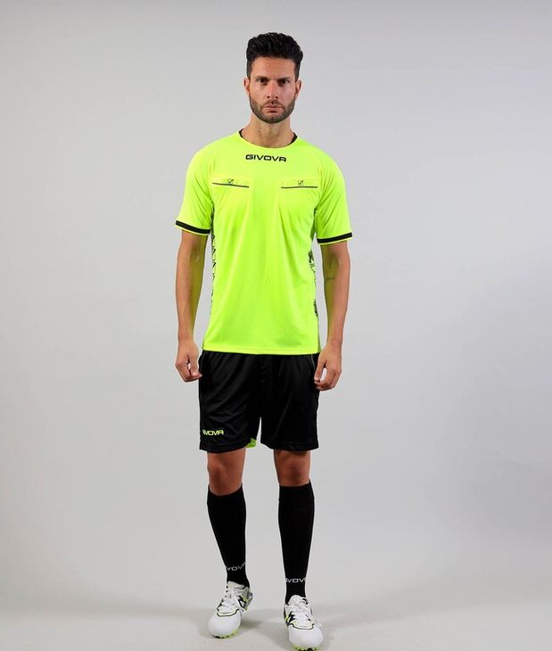 KIT FLAG tricoul de arbitru galben fluo/negru M