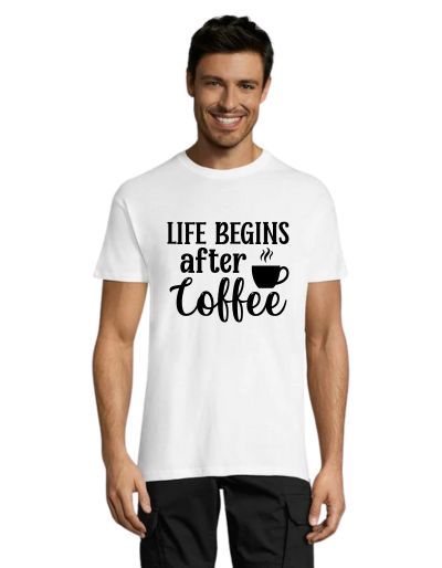 Viața începe după cafea tricou bărbați alb 3XL