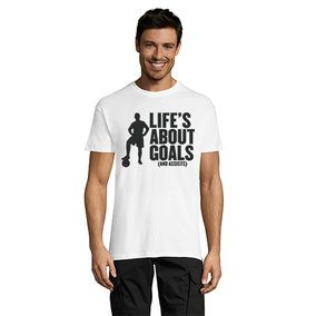 Tricou pentru bărbați Life's About Goals alb 2XL