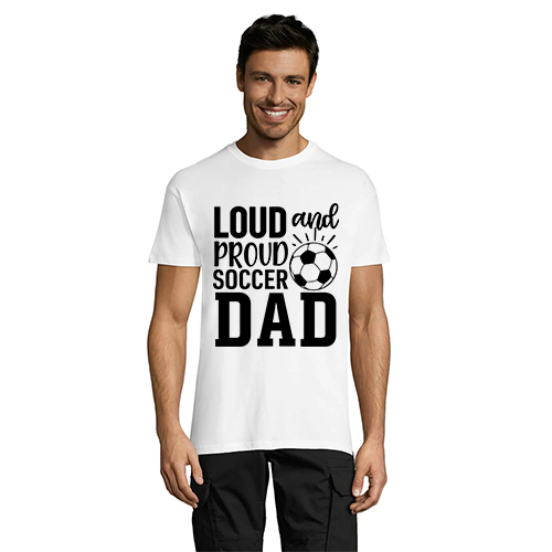 Tată și mândru tricou bărbați tată de fotbal alb L