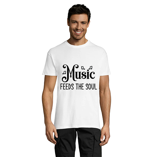 Tricou bărbați Music Feeds The Soul alb 2XL