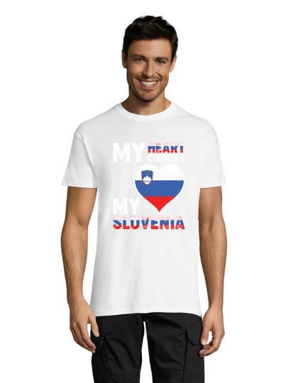 Tricou bărbati Vatra mea, Slovenia mea alb 2XS