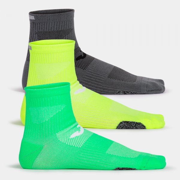 RUNNING NIGHT SOCKS FLUOR GREEN GREY FLUOR YELLOW 35-38