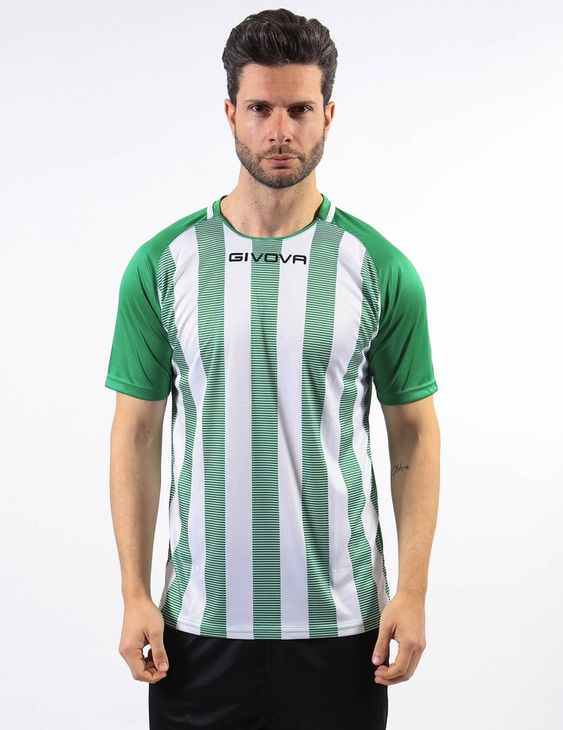 SHIRT TRATTO tricou verde/alb L