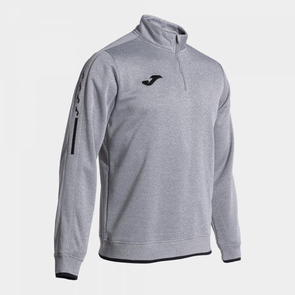 SUDADERA OLIMPIADA GRIS MELANGE NEGRO 6XS