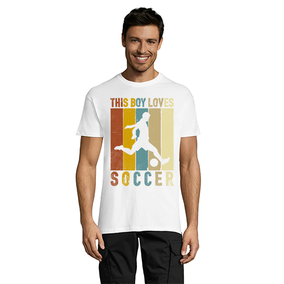 This Boy Loves Soccer tricou bărbătesc alb S