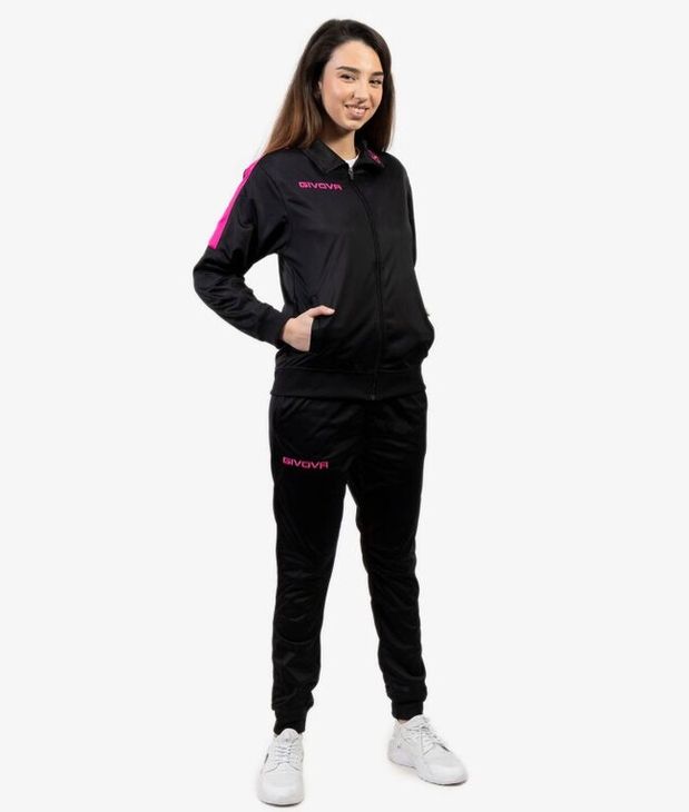 TUTA REVOLUTION FLUO TRIACETATO negru/fluo fucsia 2XS