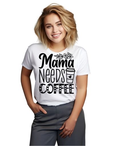 Tricou bărbați Wo Mama need coffee alb 5XL