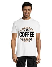Cea mai bună cafea din lume servită aici tricou bărbați alb 5XL