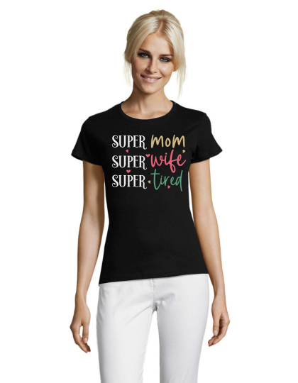 Wo Super mamă, super sotie, super obosită tricou bărbati negru 3XL