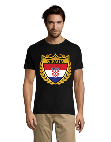 Tricou bărbătesc Stema de aur a Croatiei negru 3XS